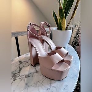 Shutz Ballerina Pink High Platform Block Heel